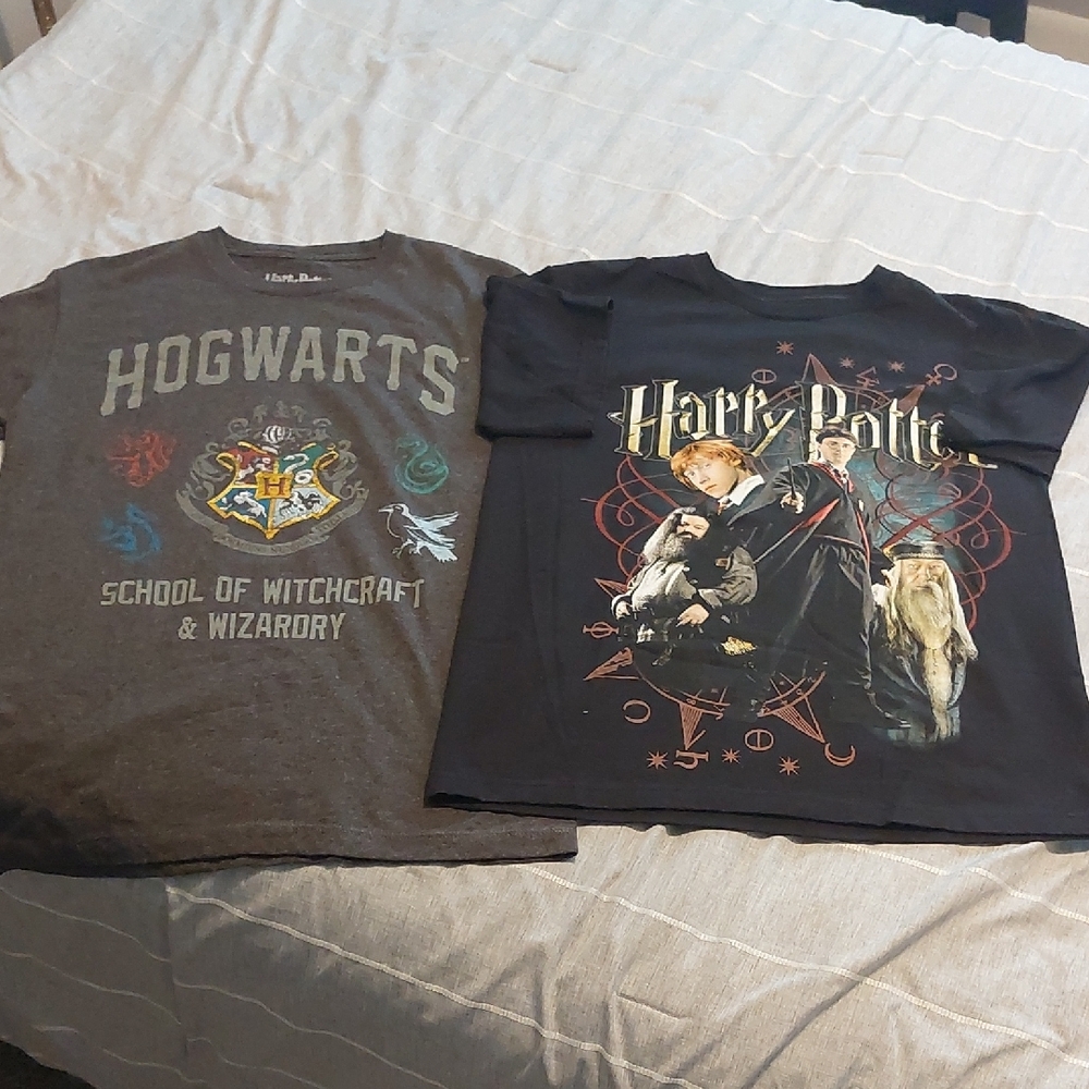 Warner Bros Black and Gray Harry Potter Tees Short Sleeve